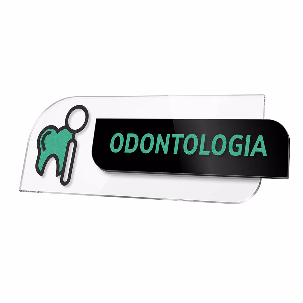 Placa de acrílico identificando a sala de odontologia