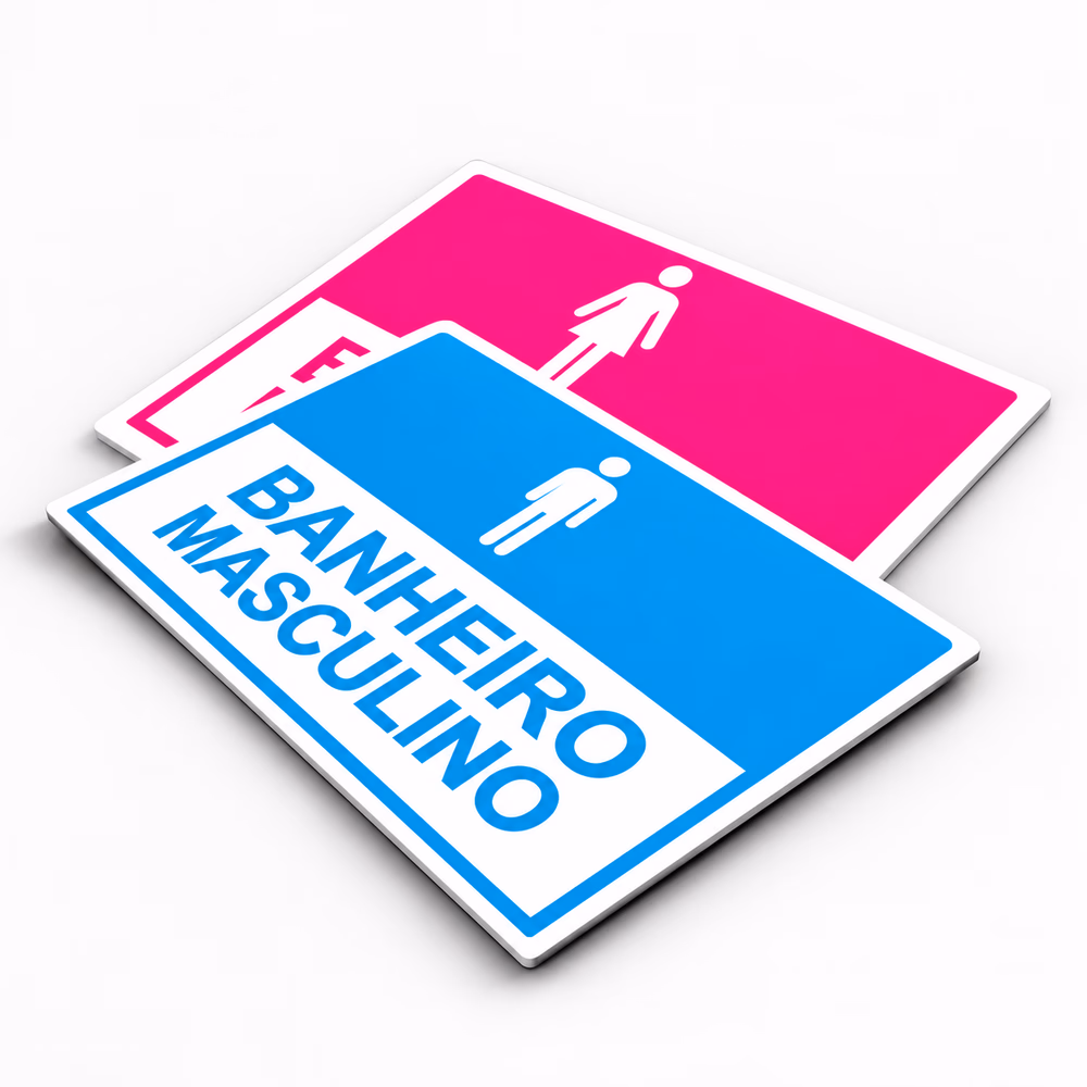 Placas de sinalização em PVC para banheiro masculino