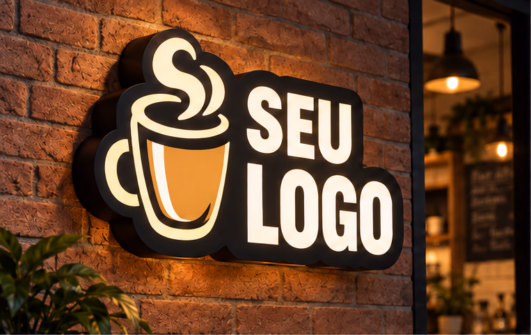 Luminoso personalizado com o logo do cliente em fachada